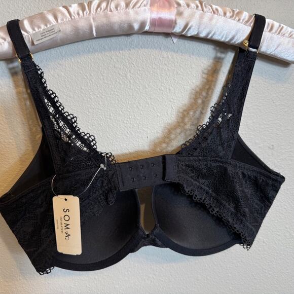Soma bra black Embraceable Enchanting lace push up back lace insets Sz 32DD  NWT - Picture 4 of 9